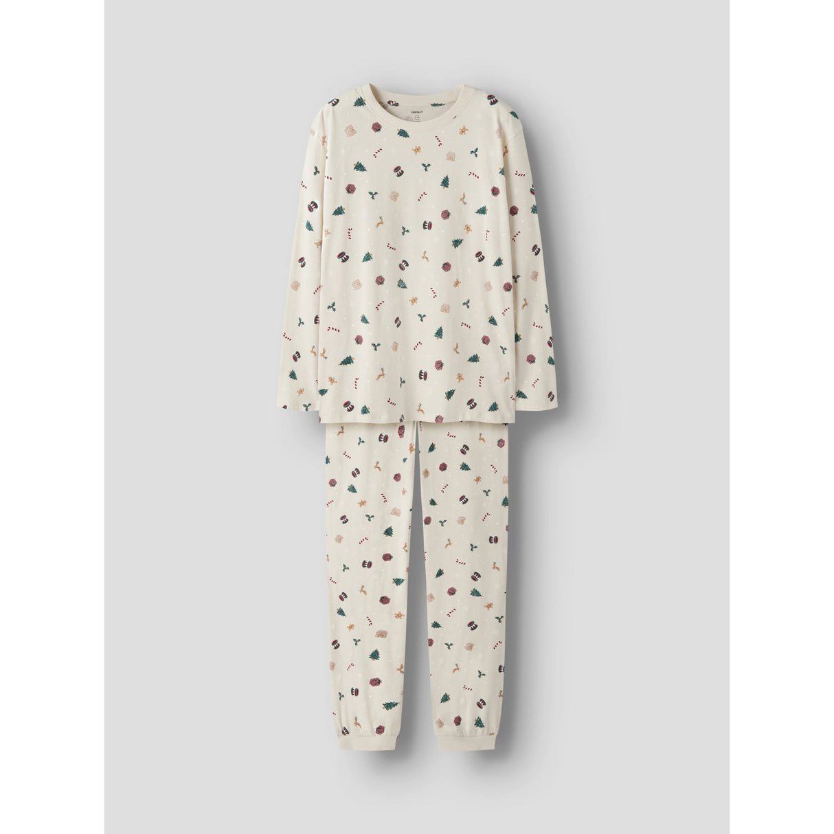 Name It Whitecap Gray Xmas AOP Nanvismas Ls Nightset Voksen