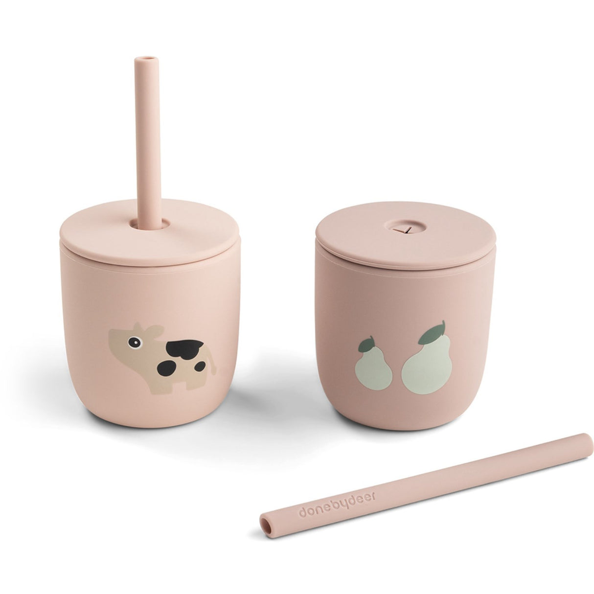 DonebyDeer Tiny Farm Powder Silikon Sugerørskop 2-Pakning