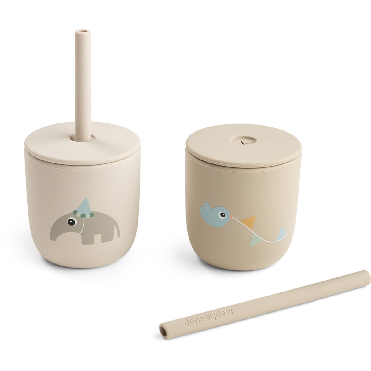 DonebyDeer Celebration Sand Silikon Sugerørskop 2-Pakning