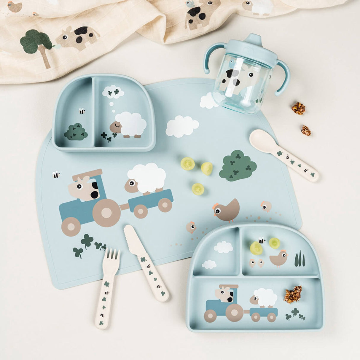 DonebyDeer Tiny Farm Blue Læringstudkop 2 Håndtag