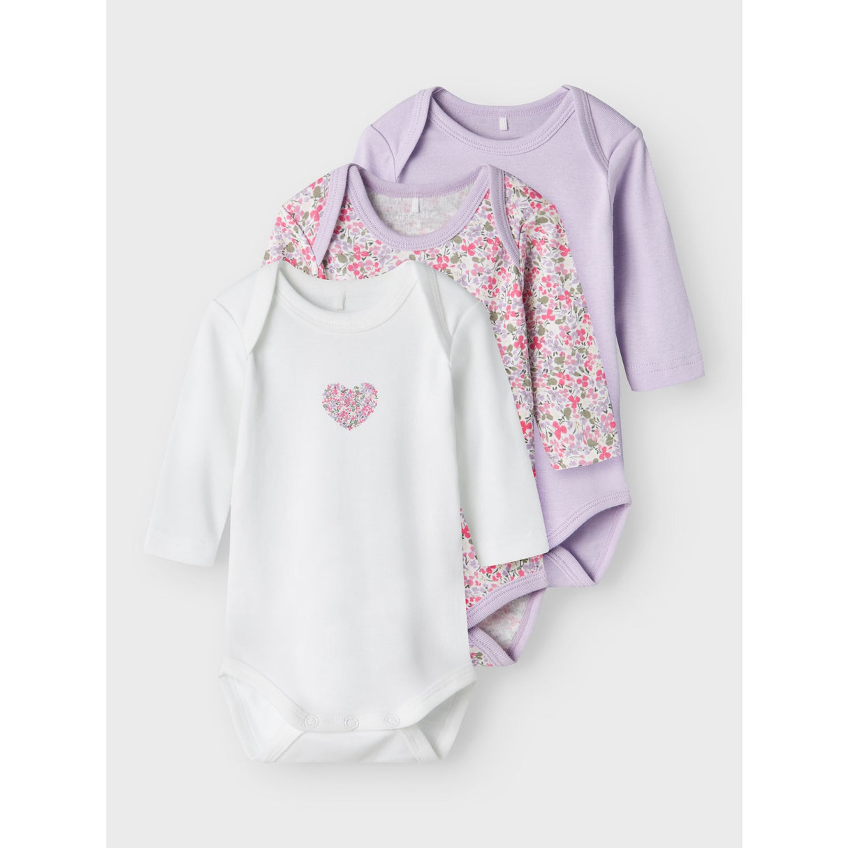 Name It Pastel Lilac Nbfbody 3P Ls Lilac Petit Flower Noos