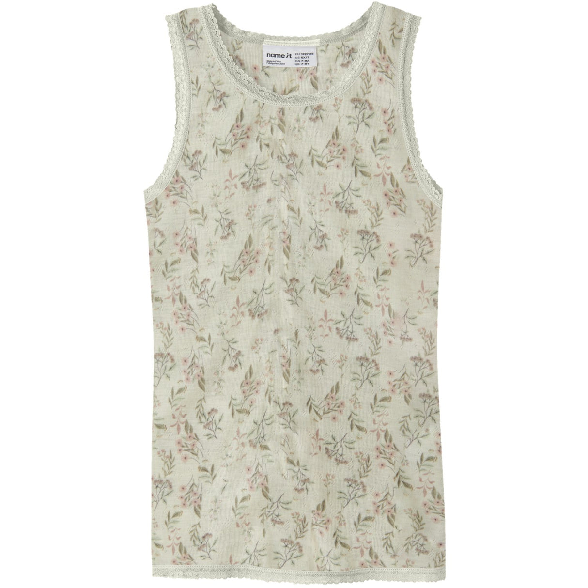 Name It Snow White Flowers + Leafs Nkfwang Ull Needle Tank Topp