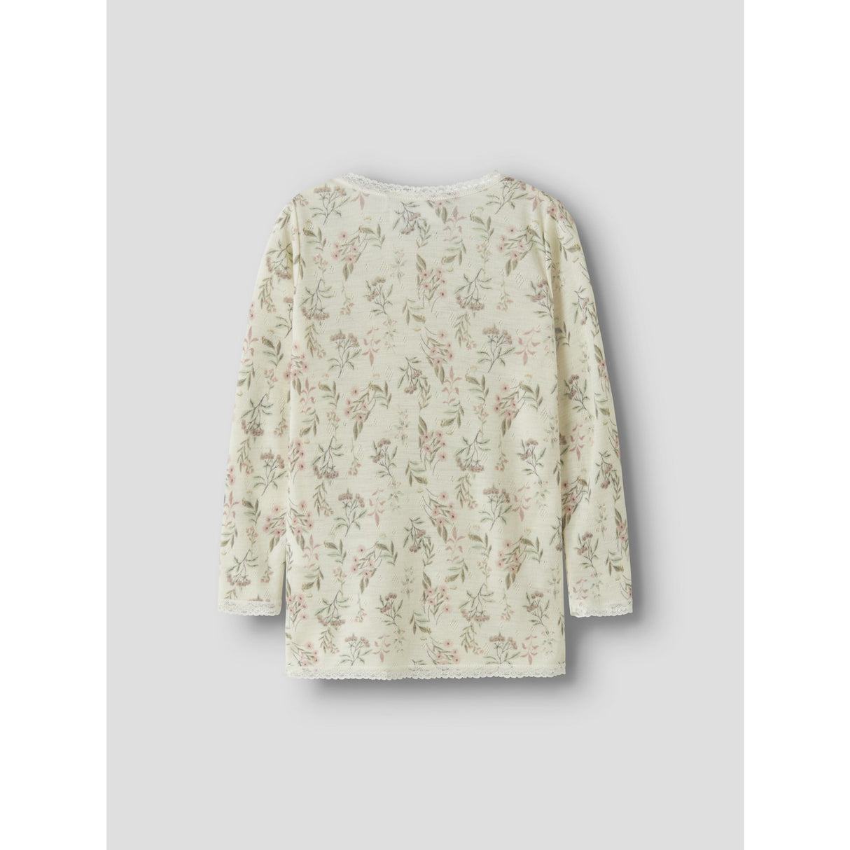 Name It Snow White Flowers + Leafs Nmfwang Ull Needle Ls Topp Noos