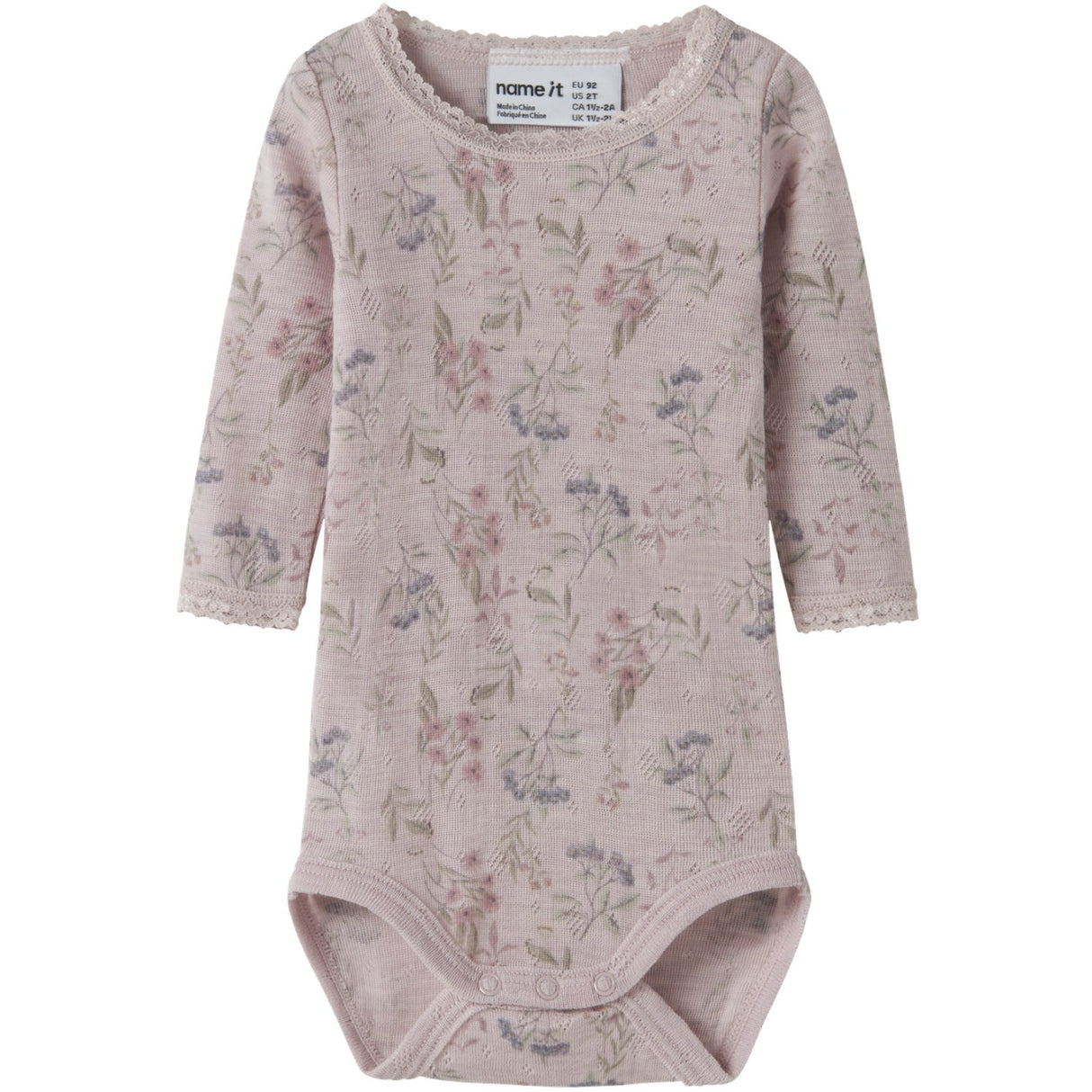 Name It Violet Ice Flowers + Leafs Nbfwang Ull Needle Ls Body Noos
