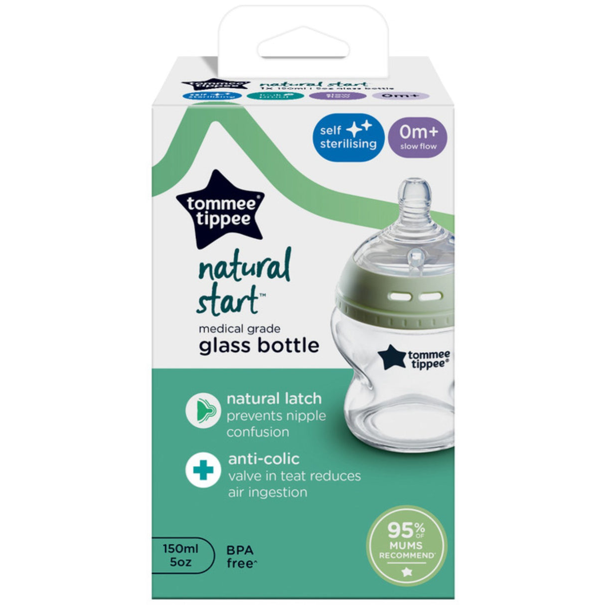 Tommee Tippee Natural Start Glass 1X 150ml Baby Flaske