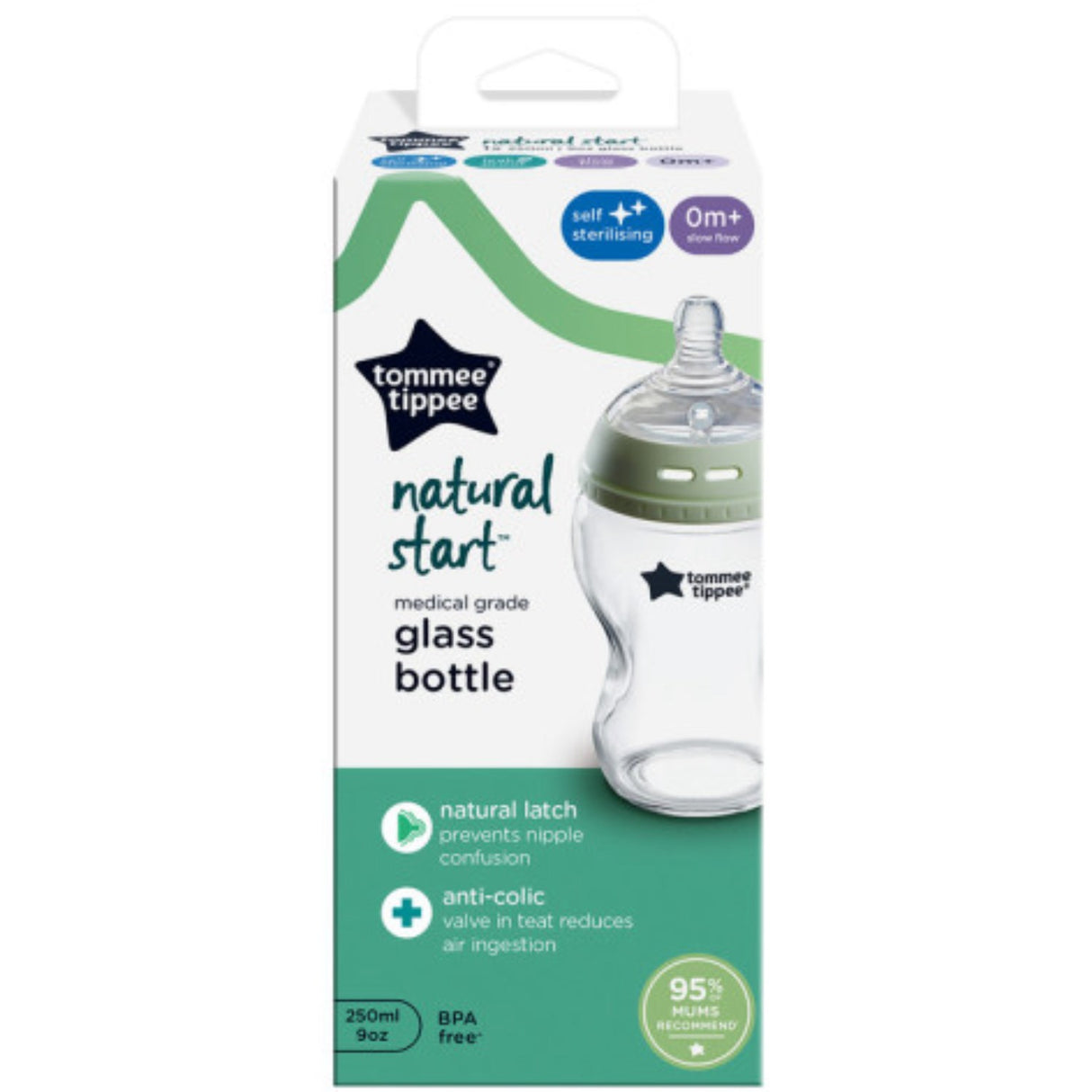 Tommee Tippee Natural Start Glass 1X 250ml Baby Flaske
