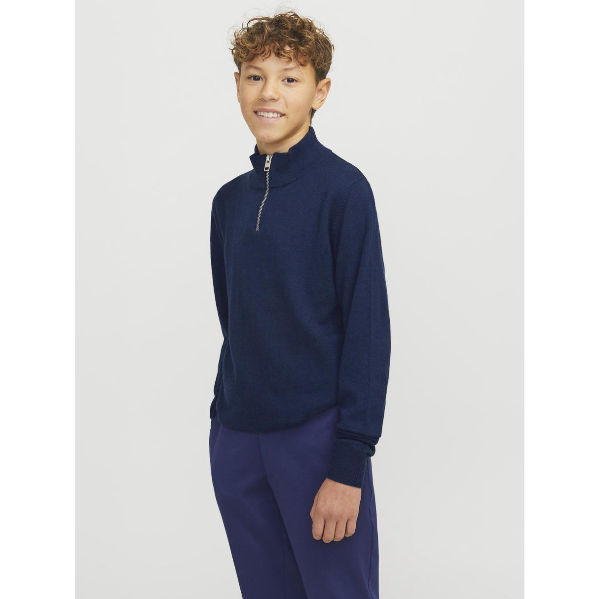 Jack & Jones Junior Navy Blazer Jjeemil Strikk Half Zip Noos Jnr