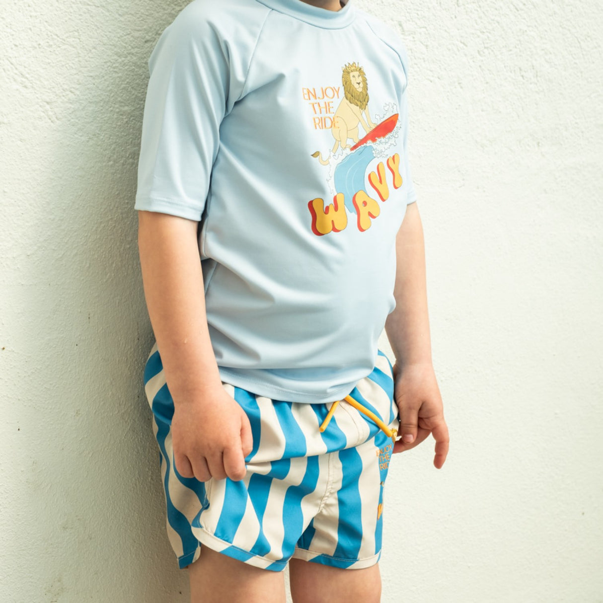 That's Mine Block Stripe Blue Lai Swim Shorts