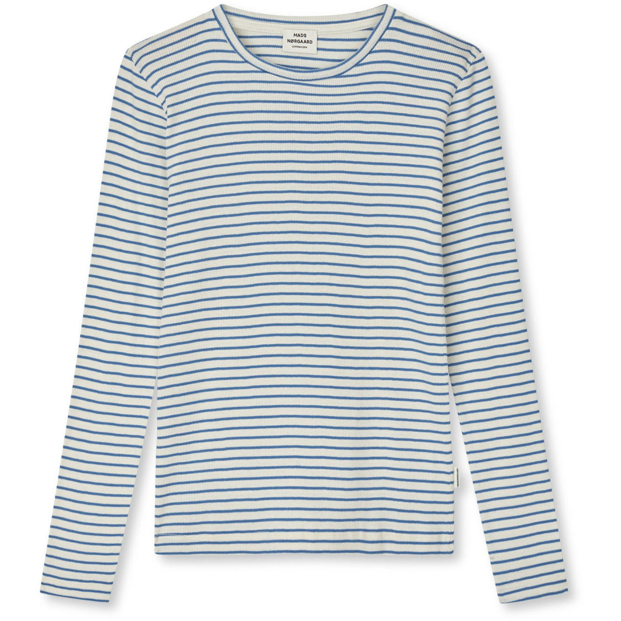 Mads Nørgaard Vanilla Ice/Bright Cobalt 2X2 Bomull Stripe Talino Tee L/S