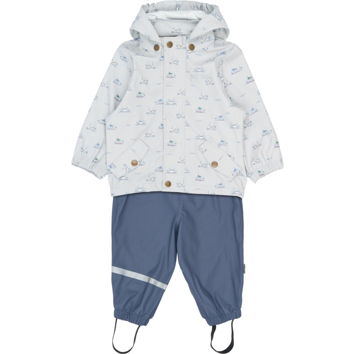 Petit Piao Pearl Blue Boat AOP PPDai Regntøy Sett