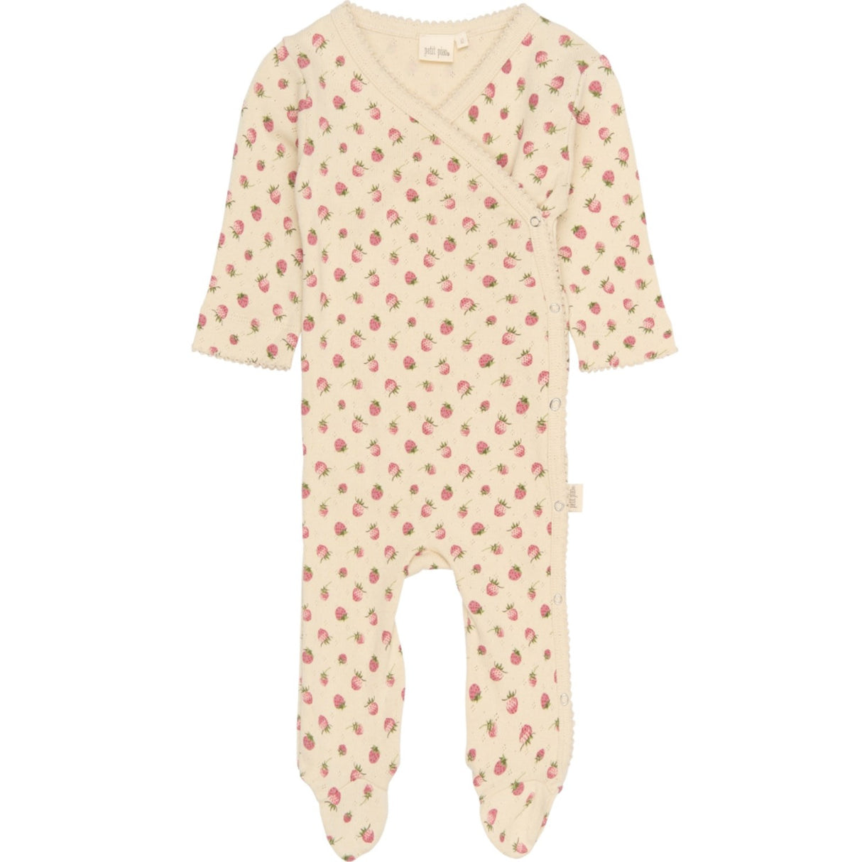 Petit Piao Fog Strawberry AOP PPDea L_S Buksedrakt Fold Feet NB