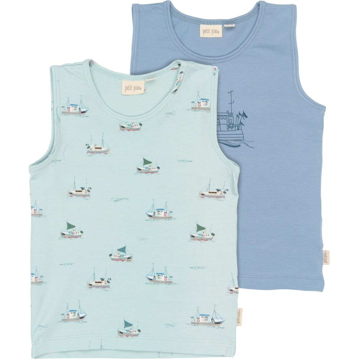 Petit Piao Illusion Blue Boat AOP PPStar Boys Undertrøye 2-pack