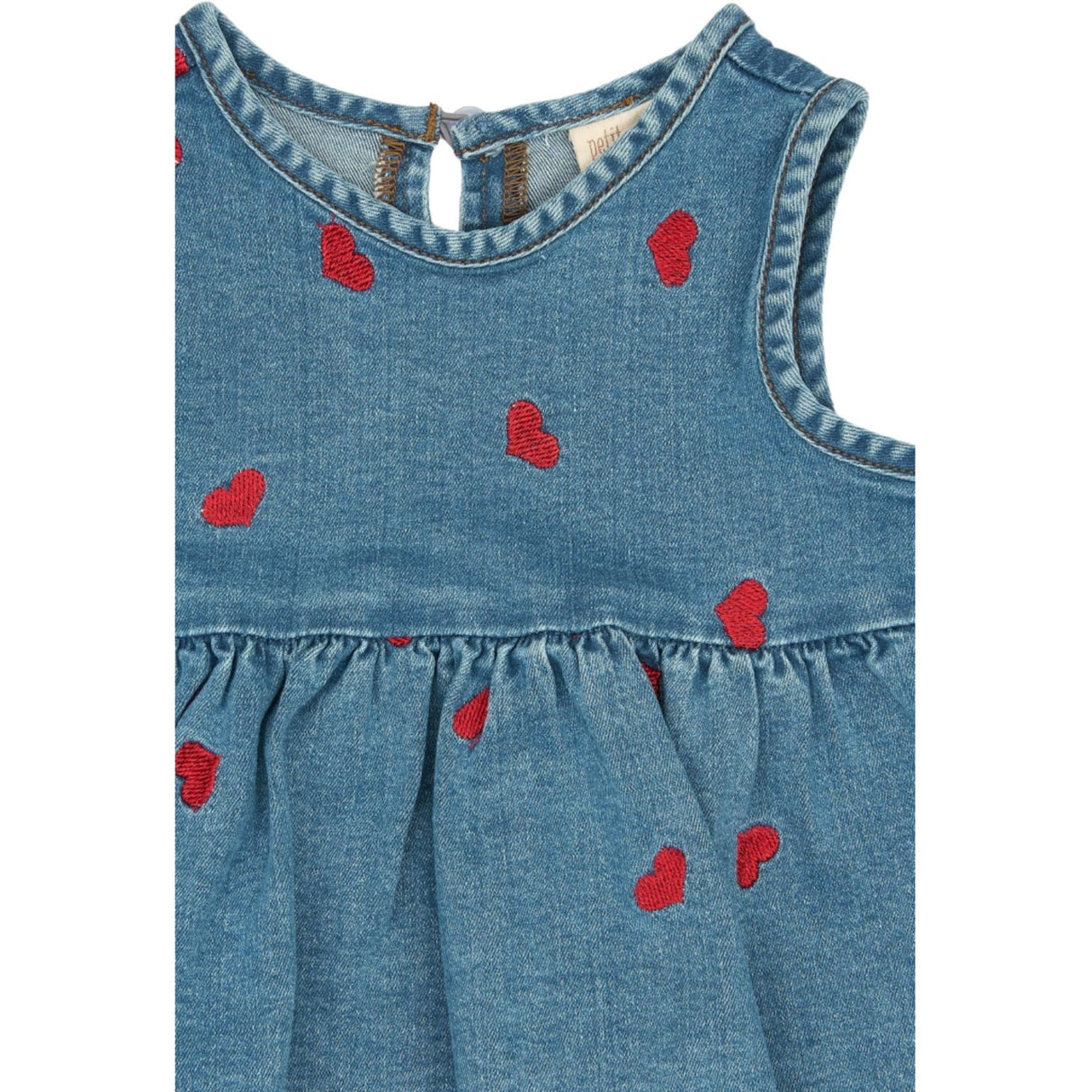Petit Piao Light Blue Denim EMB PPEva S_L Denim Kjole
