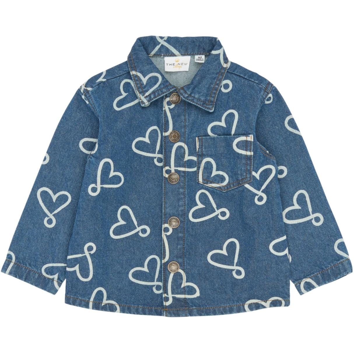 THE NEW Siblings Medium Blue Denim Aop Tnstshea Os Denim Overshirt