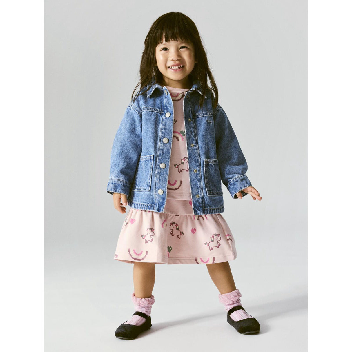 Name It Medium Blue Denim Unicorn Glitter Nmfluna Glitter Dnm Jakke 4577-Im L