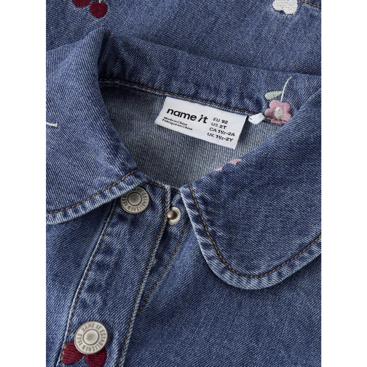 Name It Medium Blue Denim Emb Nmfemily Ls Emb Dnm Kjole 4870-Ov L