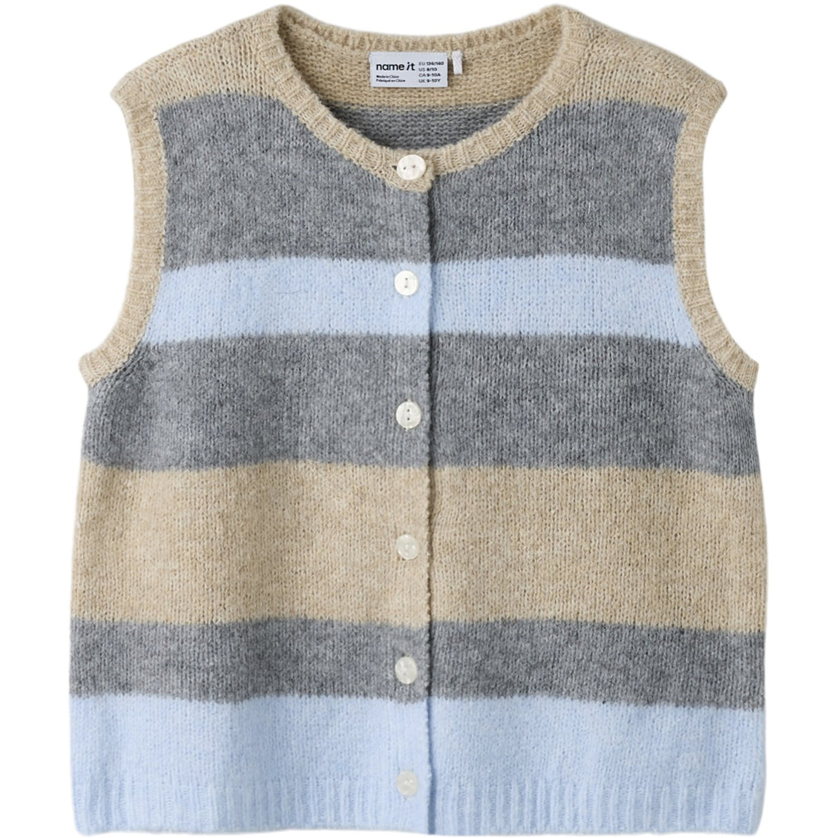 Name It Subdued Blue Nkfluci Loose Strikk Vest