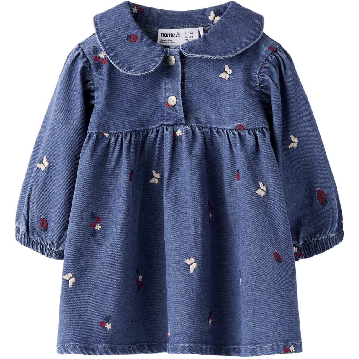 Name It Medium Blue Denim Nature Nbfalva Ls Dnm Emb Kjole 5321-Yb