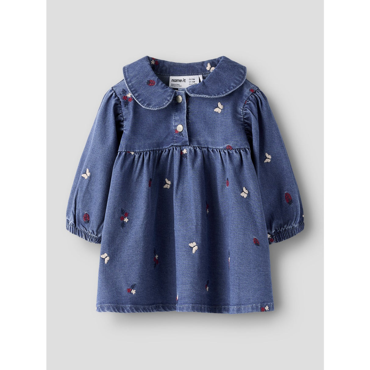 Name It Medium Blue Denim Nature Nbfalva Ls Dnm Emb Kjole 5321-Yb
