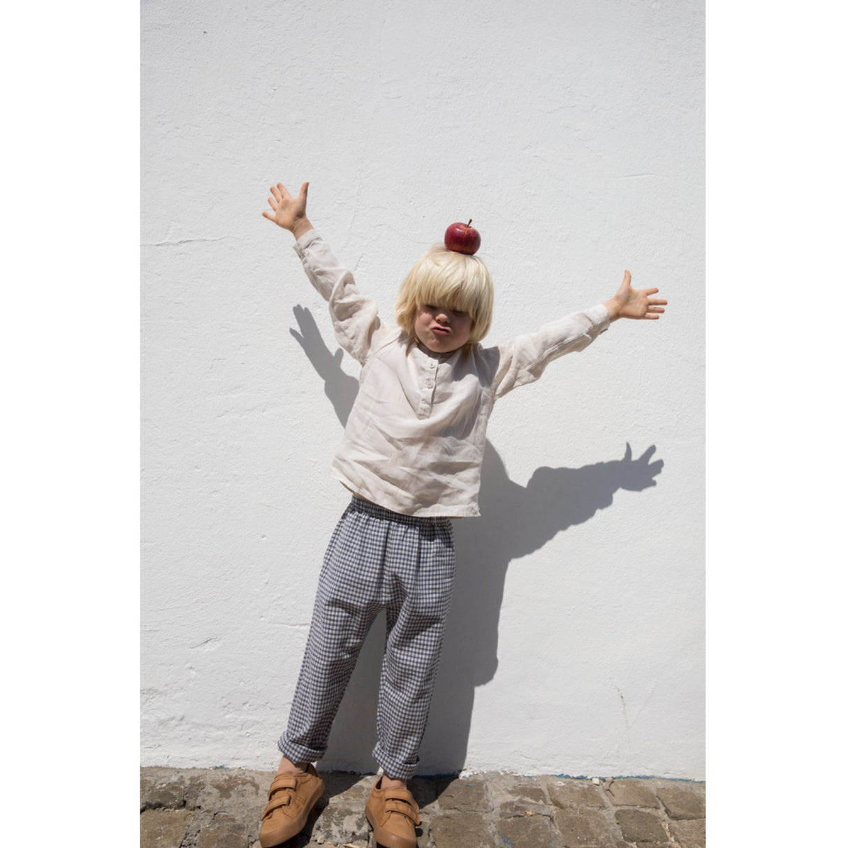 MarMar Cotton Linen Marine Check Panto Bukser