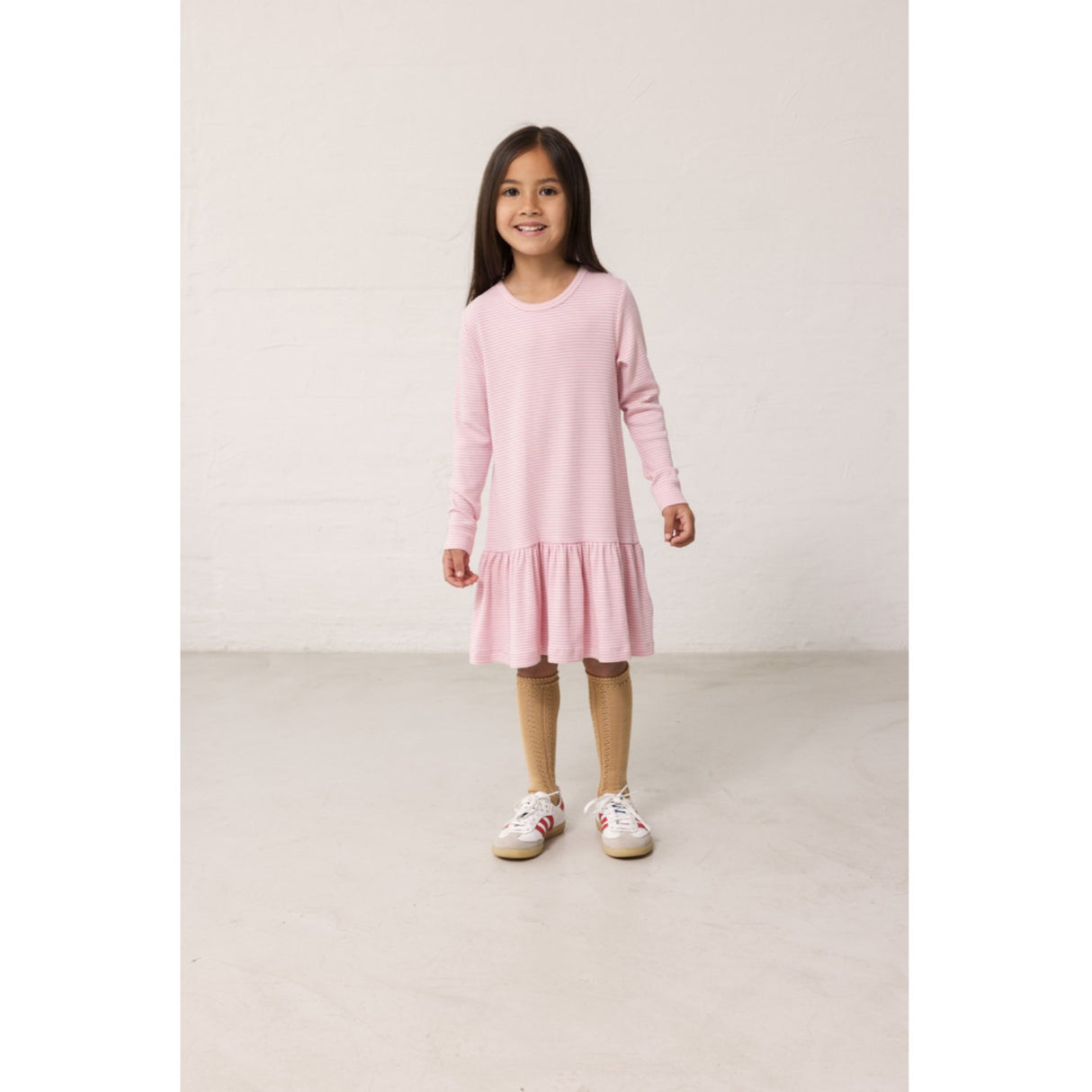 MarMar Modal Fine Rib Pink Stripe Diro Kjole