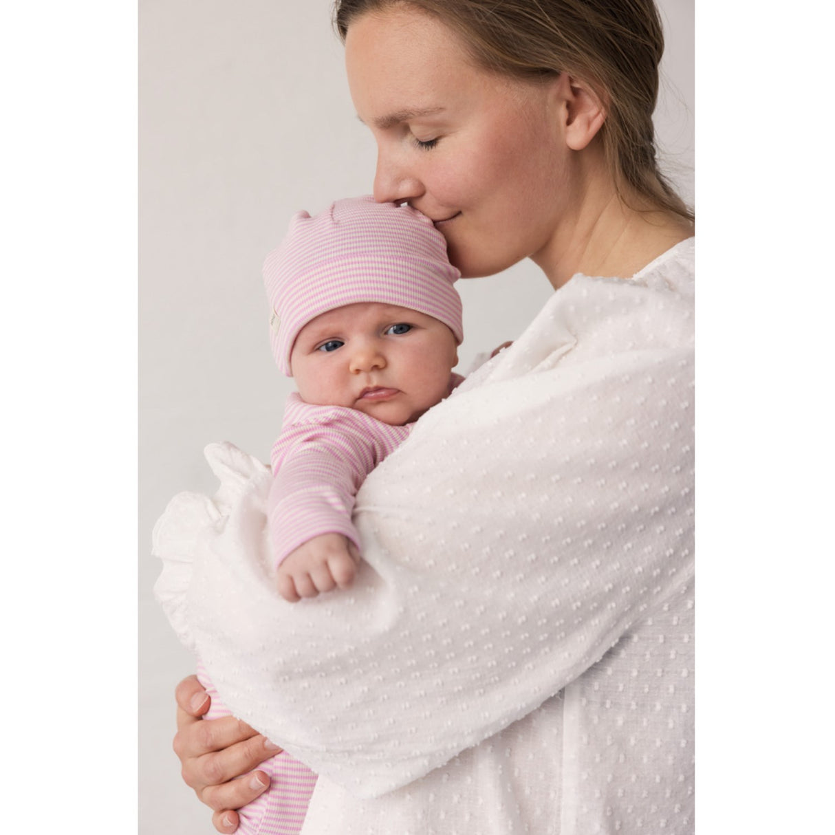 MarMar Newborn Modal Fine Rib Pink Stripe Rikke Heldrakt