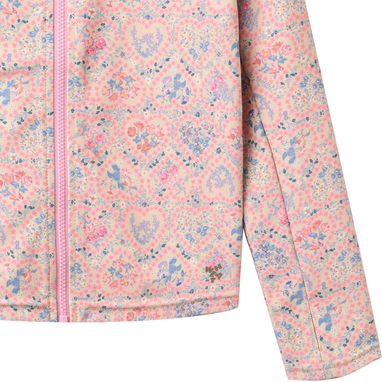 Wheat Pink Heart Flowers Swim T-shirt L/S Zip Ada