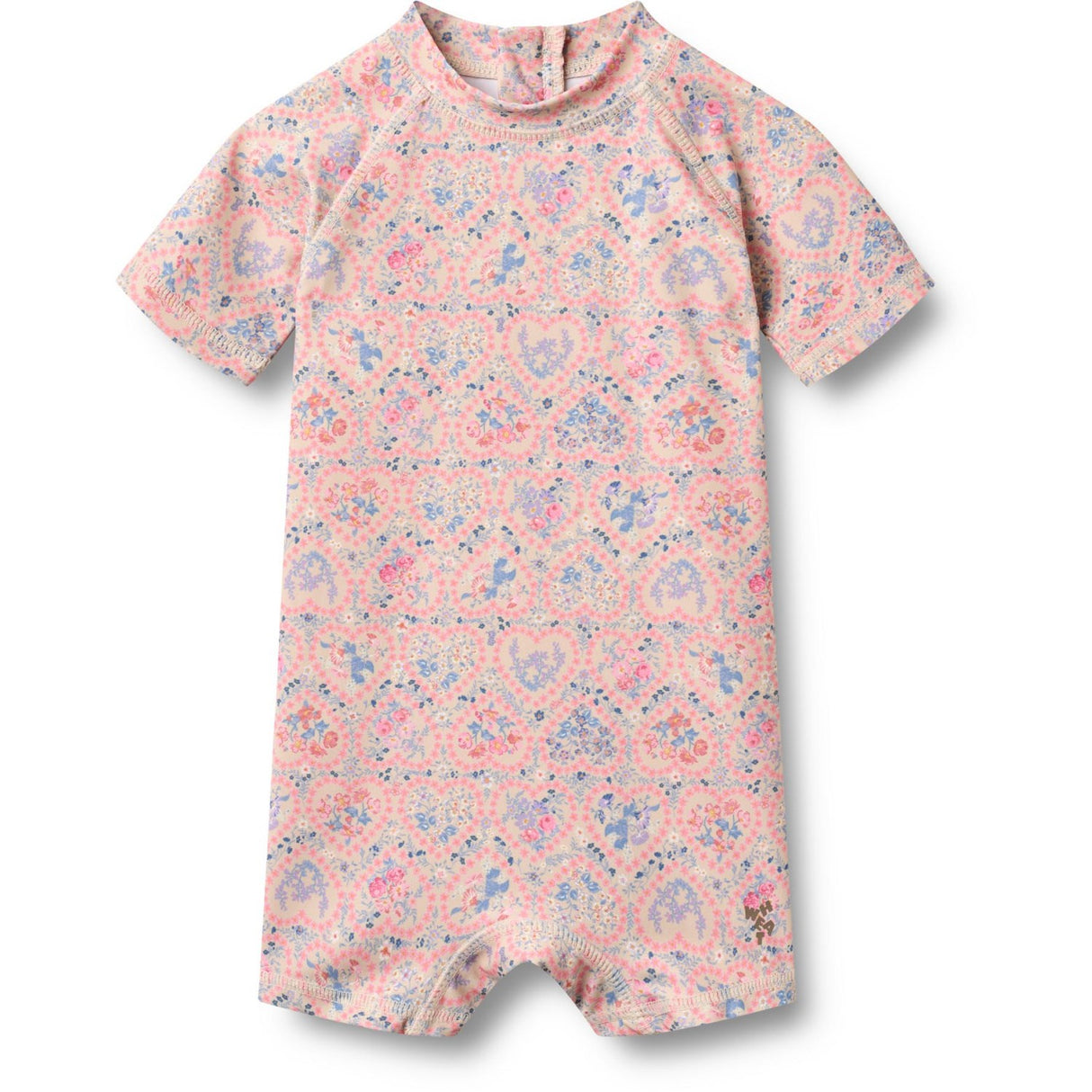 Wheat Pink Heart Flowers Badedrakt S/S Cas