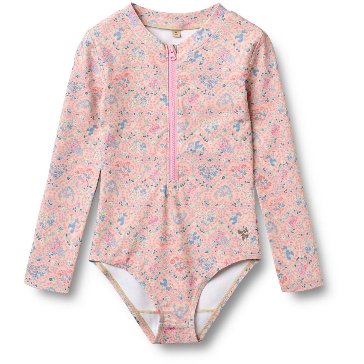 Wheat Pink Heart Flowers Badedrakt L/S Margot