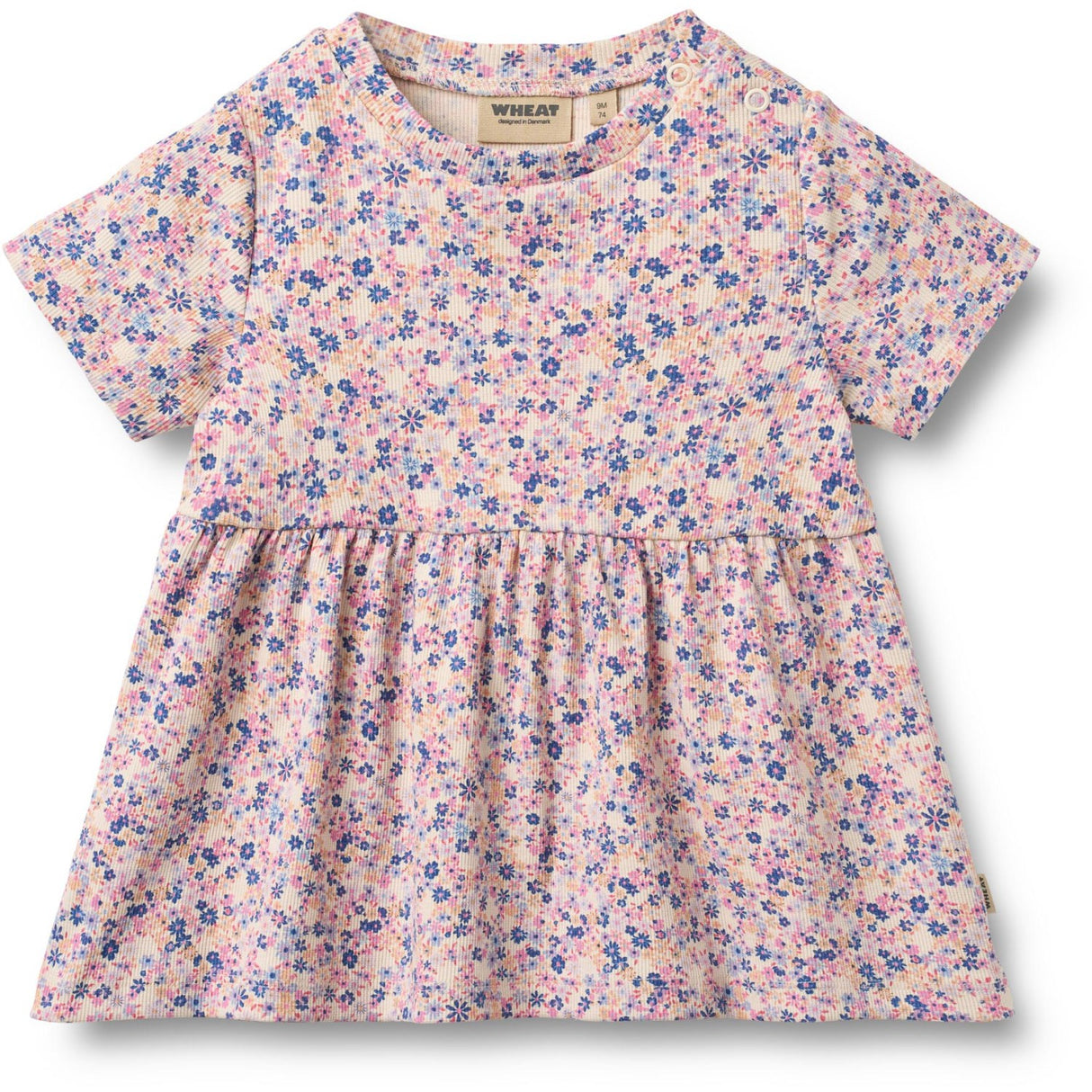 Wheat Pink Blue Flowers Jersey Kjole Anna