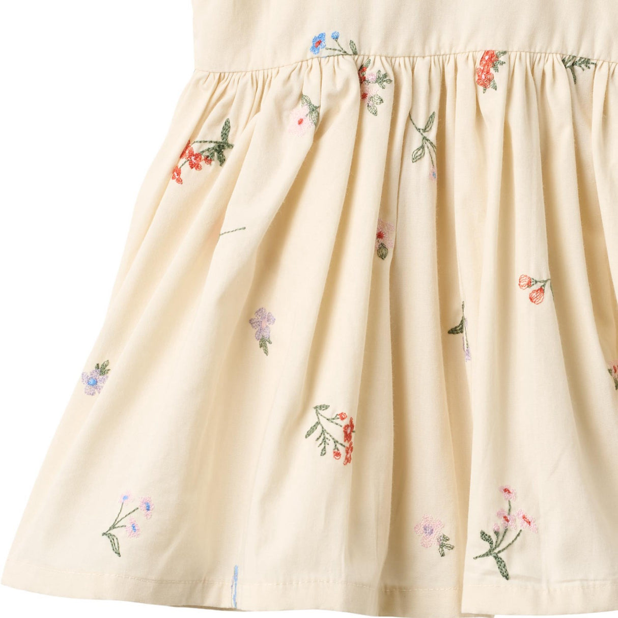 Wheat Ivory Embroidery Flowers Pinafore Wrinkle Sienna Kjole