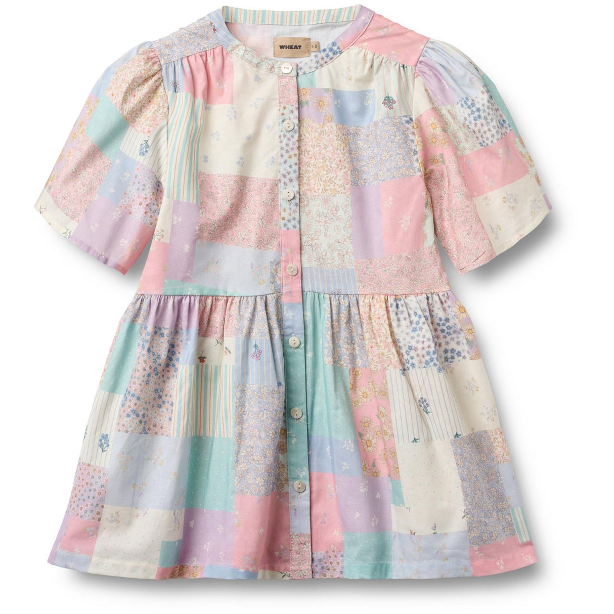 Wheat Patchwork Flowers Kjole S/S Annabell