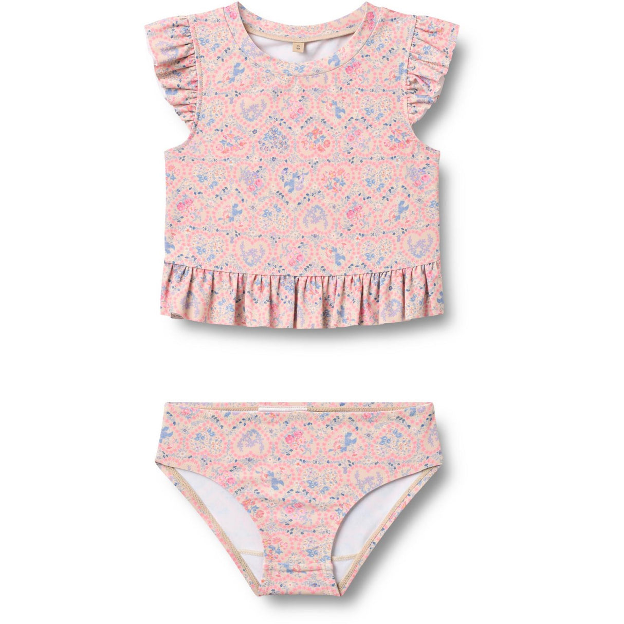 Wheat Pink Heart Flowers Swim Sett 2-piece Alma
