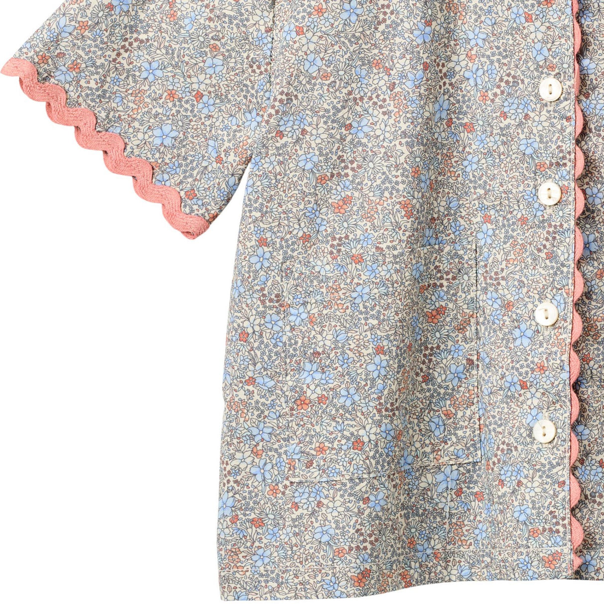 Wheat Air Blue Flowers Skjorte S/S Lace Vilma