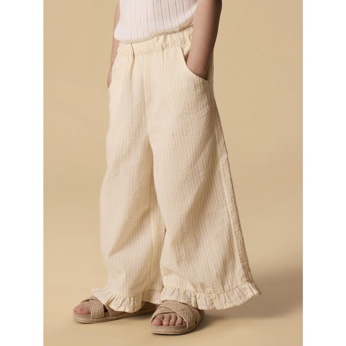 Lil'Atelier Coconut Milk Sahara Sun Nmffolly Wide Bukser Lil