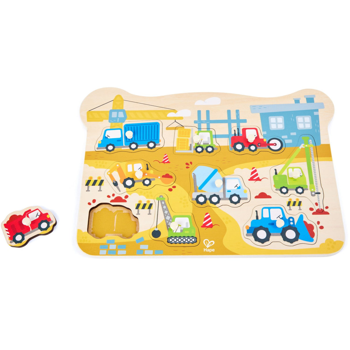 Hape Byggeplads Køretøjer Knoppuslespil