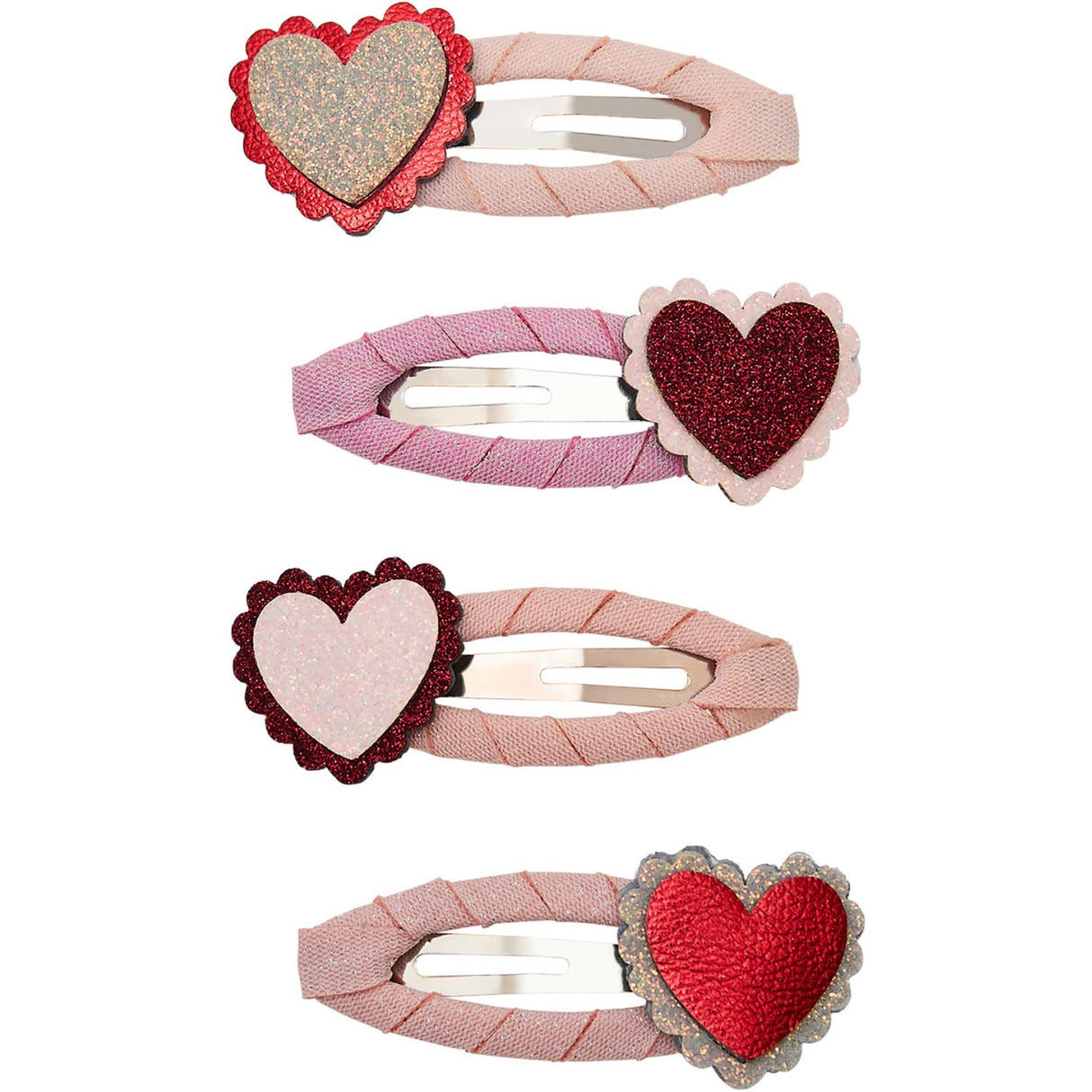 Mimi & Lula 4 Hårspænder - Scalloped Heart Valentines