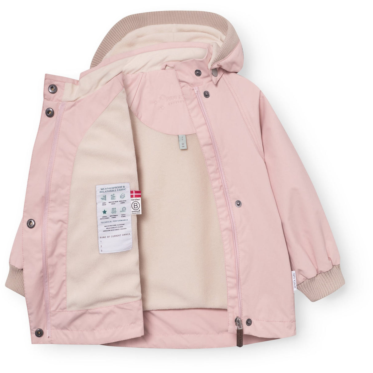 Mini A ture Rose Smoke Matwai Fleece Lined Jacket. Grs