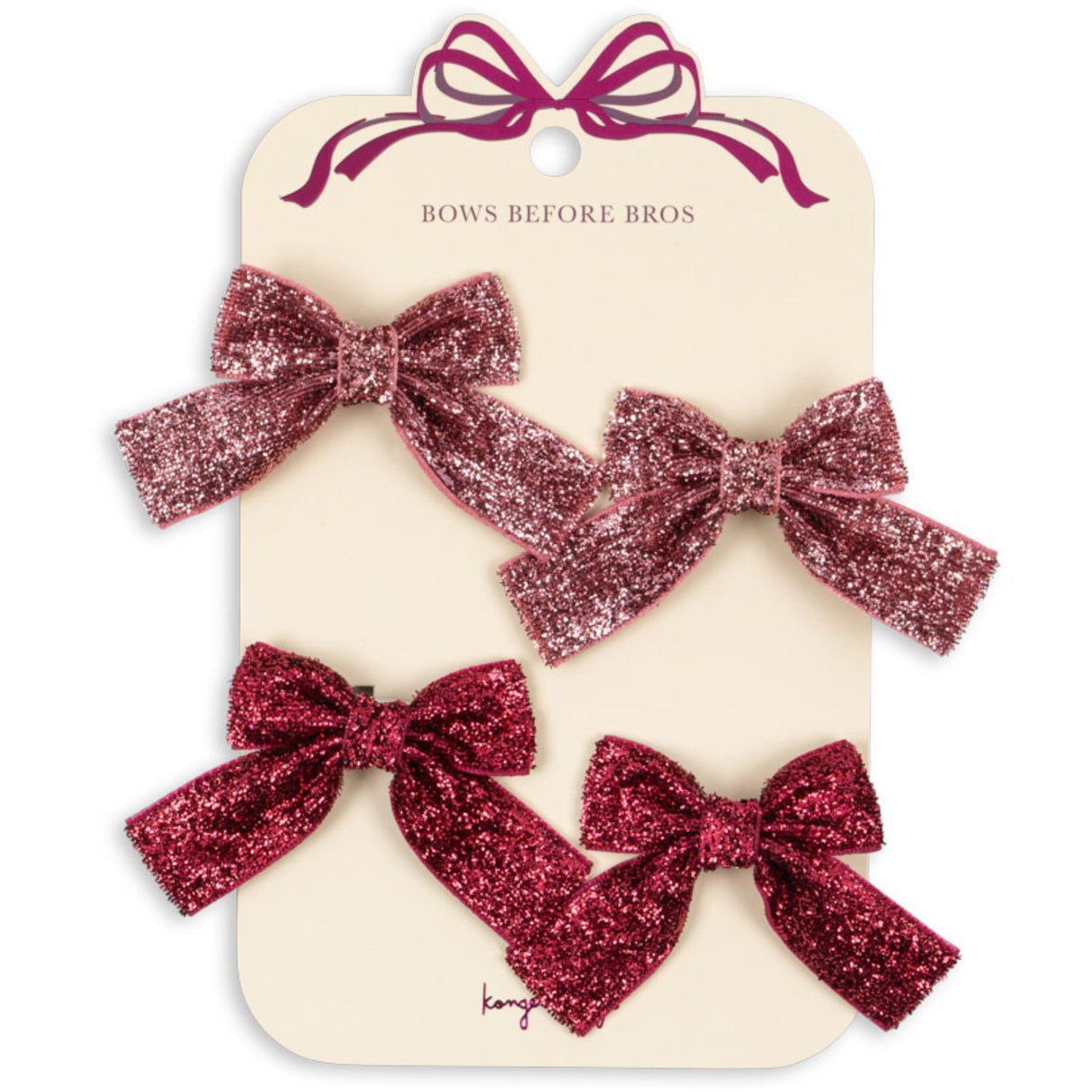 Konges Sløjd Pink Mix 4 Pakke Glitter Bue Hair Clips
