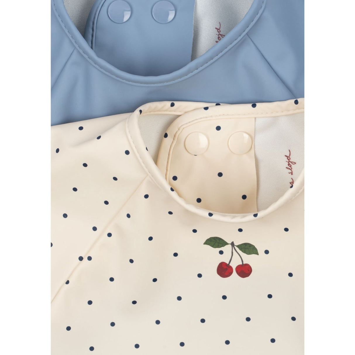 Konges Sløjd Navy Dot/Rain Washed 2 Pakke Dinner Smekke Med Ermer