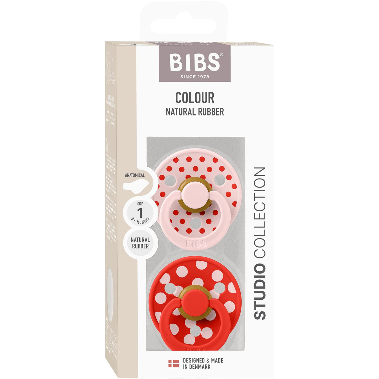 Bibs Blossom/Candy Apple Smokk Studio Colour 2-Pakning Polka Anatomical Latex