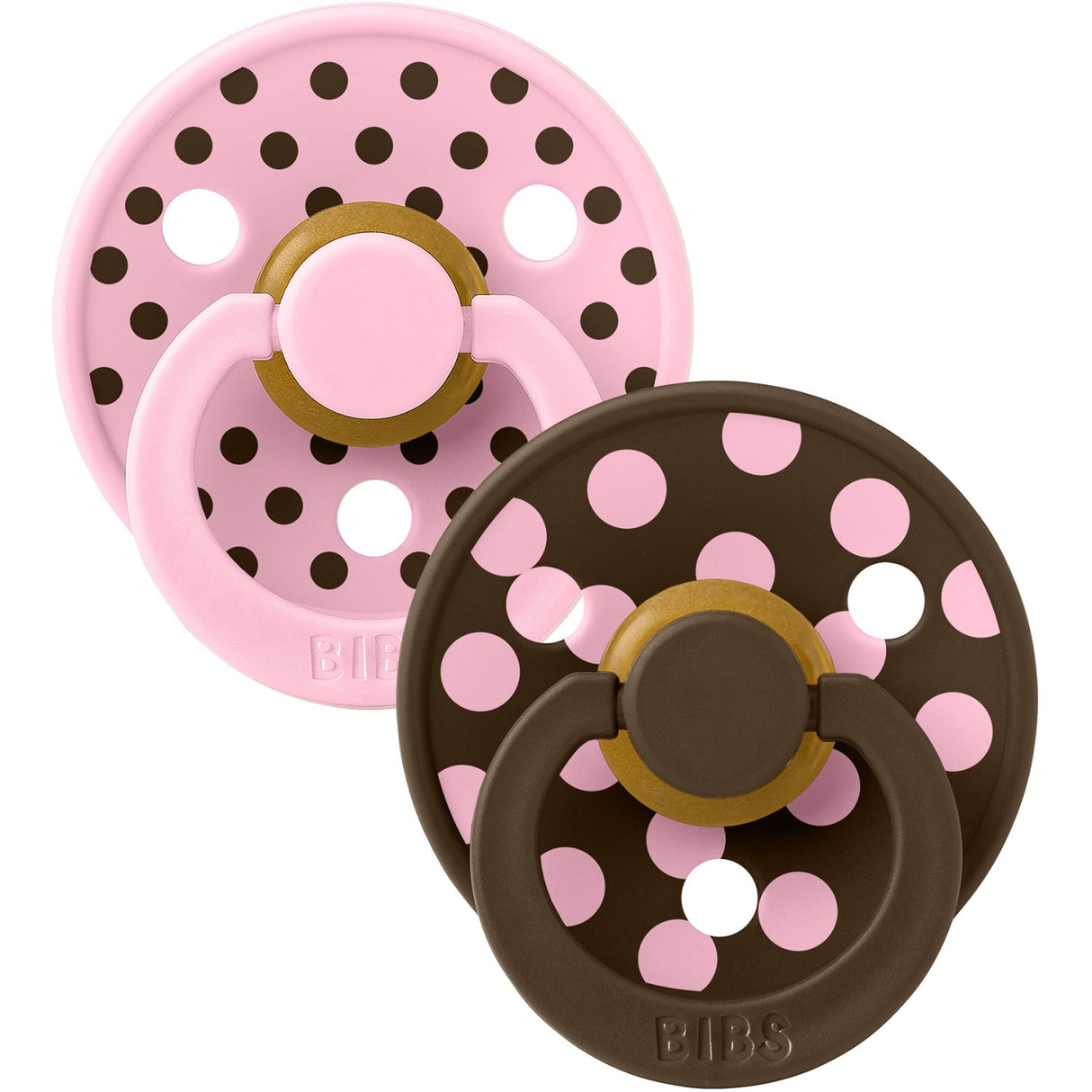 Bibs Baby Pink/Mocha Smokk Studio Colour 2-Pakning Polka Latex