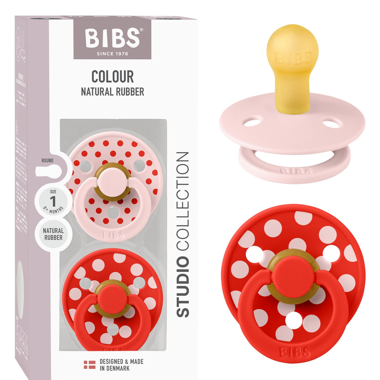 Bibs Blossom/Candy Apple Smokk Studio Colour 2-Pakning Polka Latex