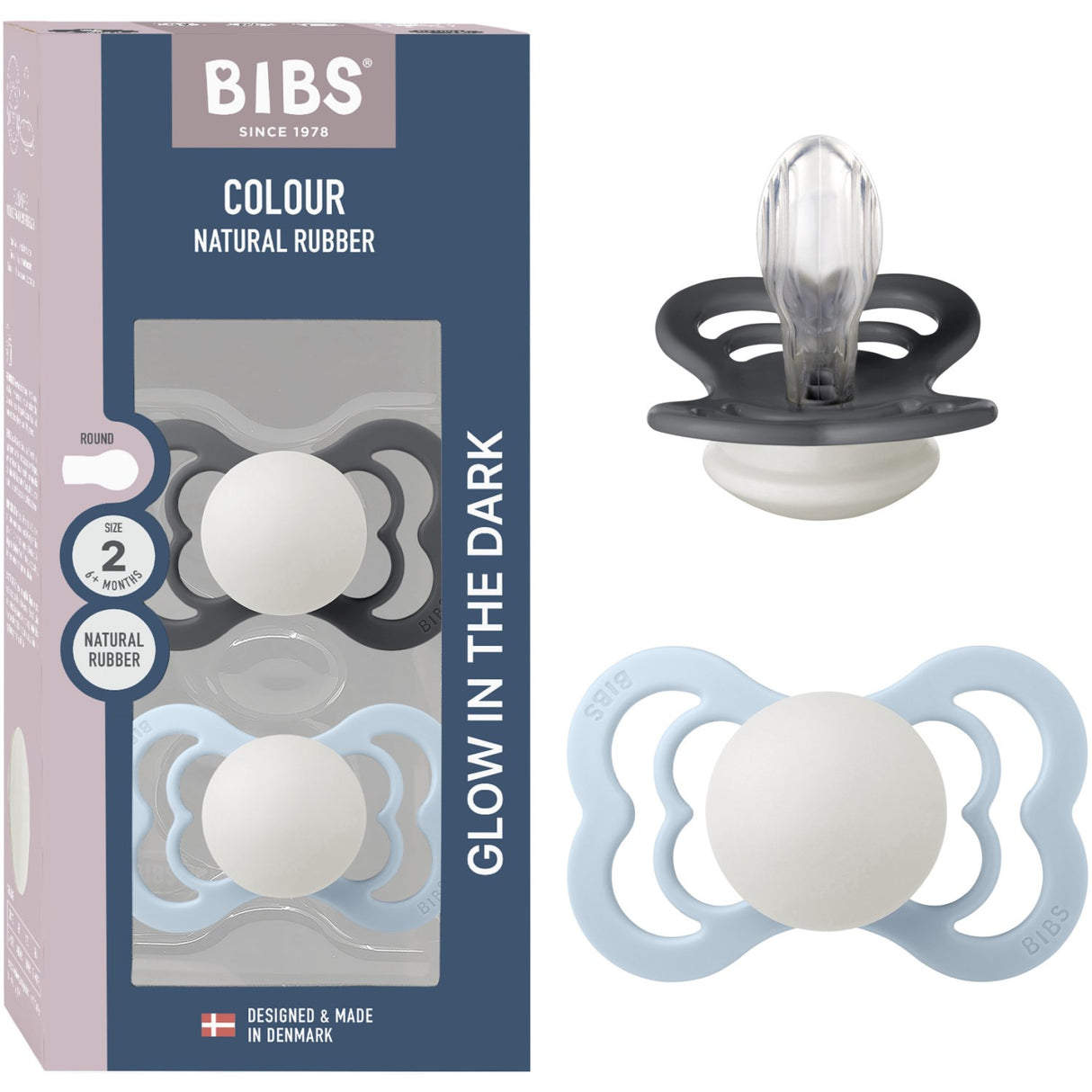 Bibs Iron Glow/Baby Blue Glow Smokk Supreme 2-Pakning Silikon