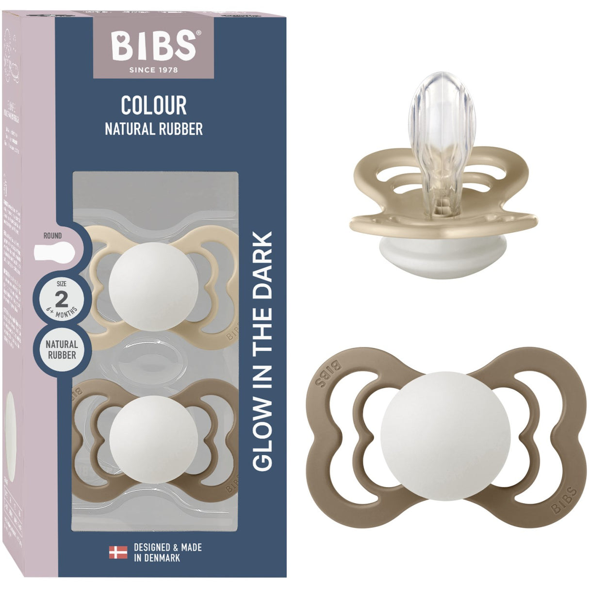 Bibs Vanilla Glow/Dark Oak Glow Smokk Supreme 2-Pakning Silikon