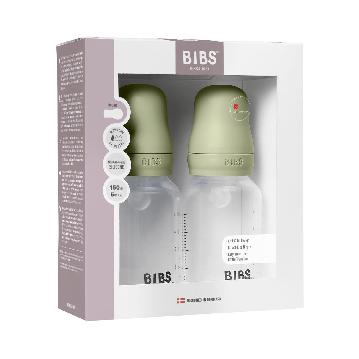 Bibs Sage Baby Flaske Round Silikon 2-Pakning 150 Ml Slow Flow
