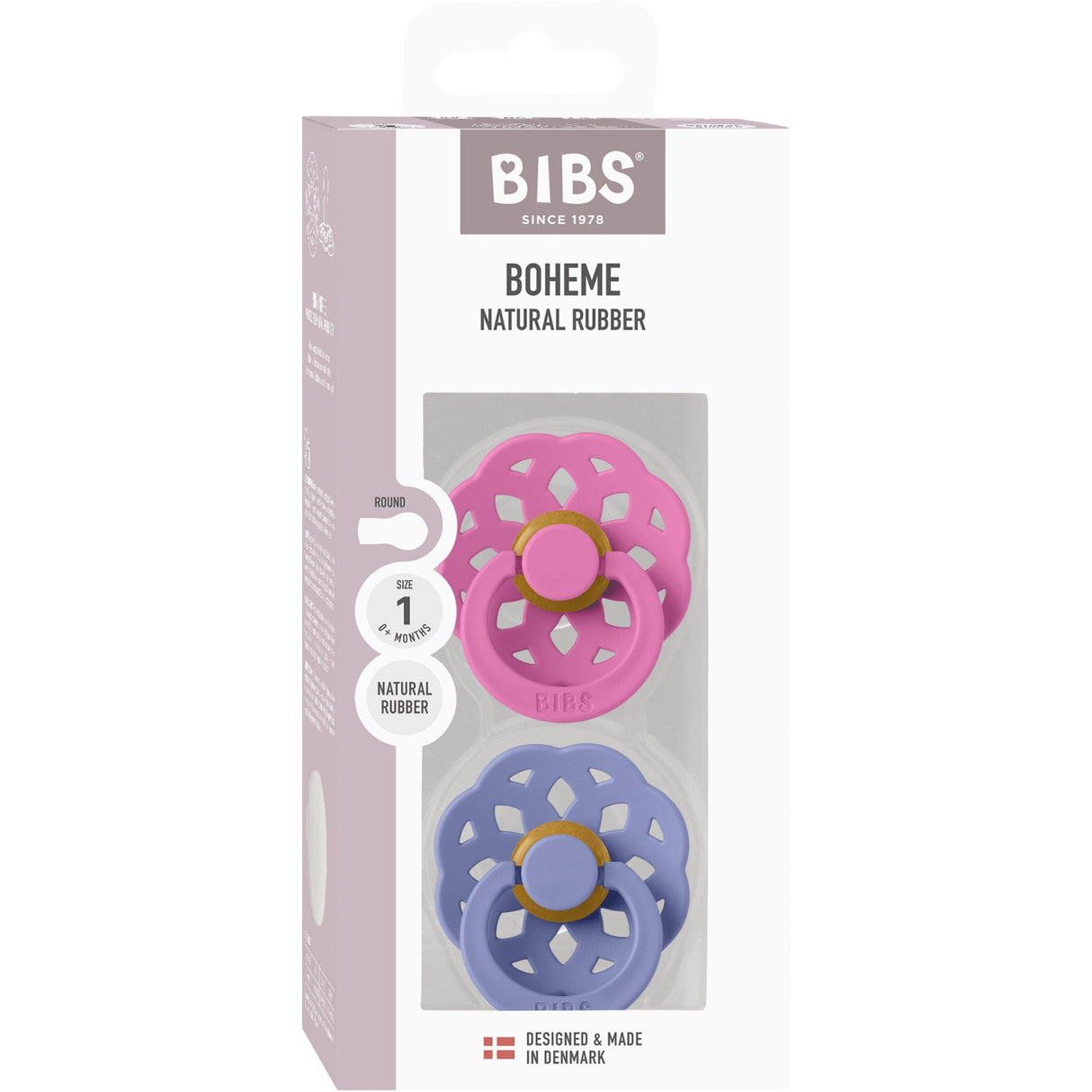 Bibs Bubblegum/Peri Smokk Boheme 2-Pakning Latex