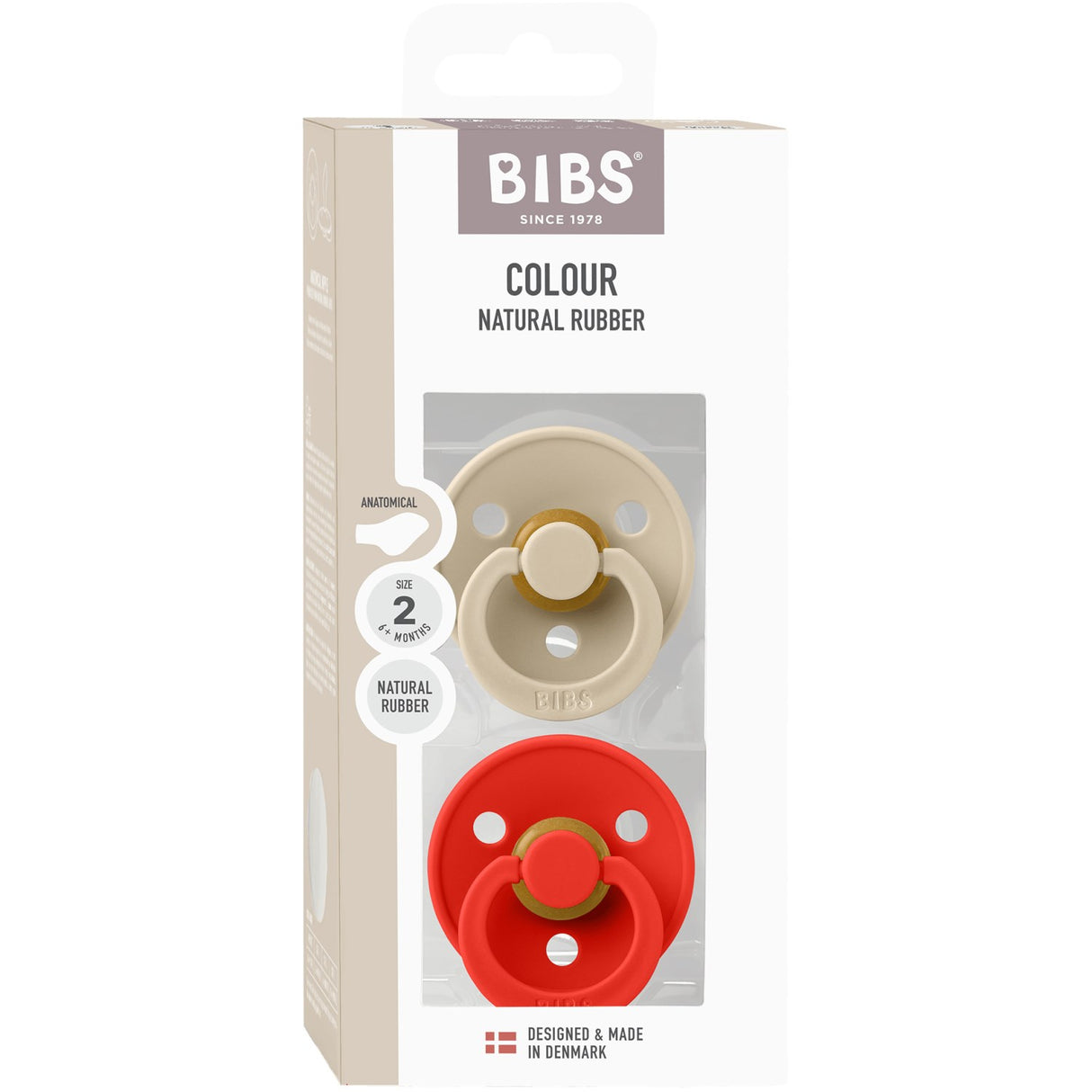 Bibs Vanilla/Candy Apple Smokk Colour 2-Pakning Anatomical Latex