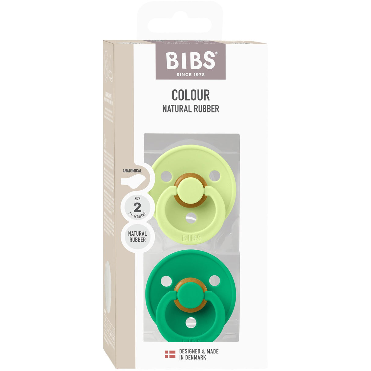 Bibs Matcha/Cactus Smokk Colour 2-Pakning Anatomical Latex