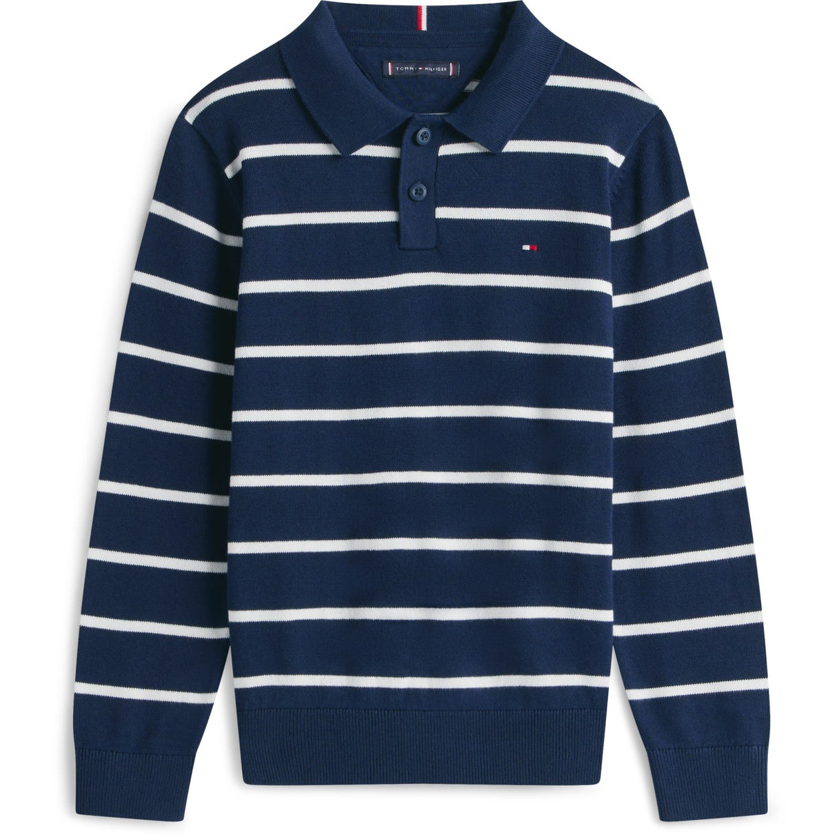Tommy Hilfiger Dark Night Navy Stripe Polo Halsbånd Sweater Ls